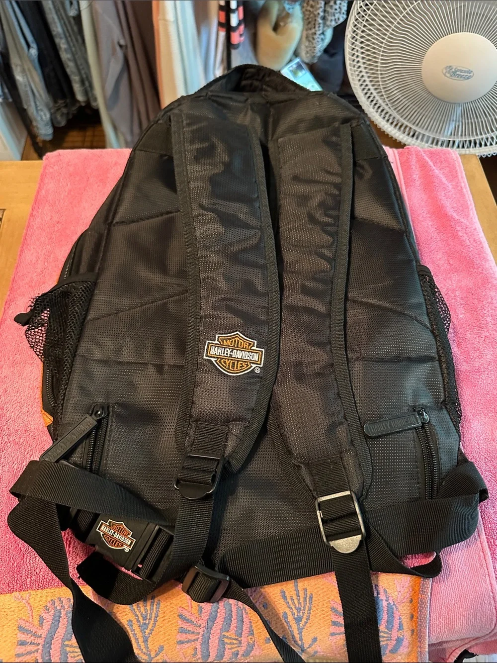 Harley-Davidson Black and Orange Logo Backpack